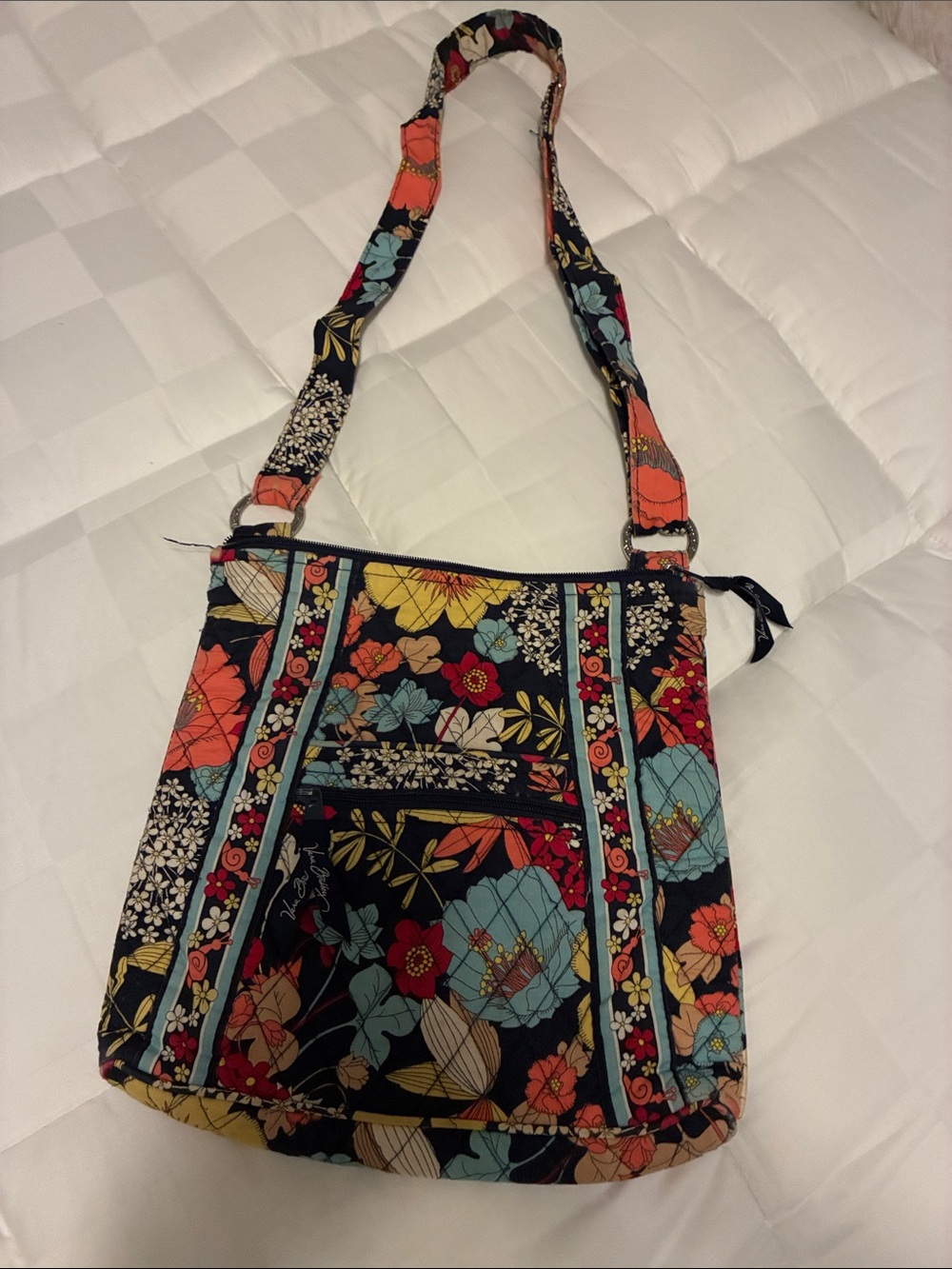 Vera Bradley Navy Floral Quilted Crossbody-Retired Happy Snails pattern